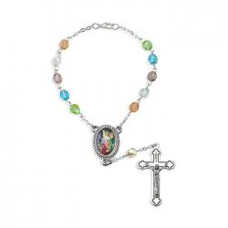  GUARDIAN ANGEL AUTO ROSARY MULT COLORS GLASS BEADS 